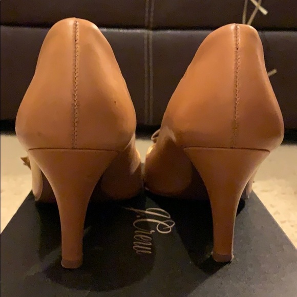 J.Crew Vintage LuLu leather peep toe heels Honey Glaze Size 7.5 - Picture 5 of 9
